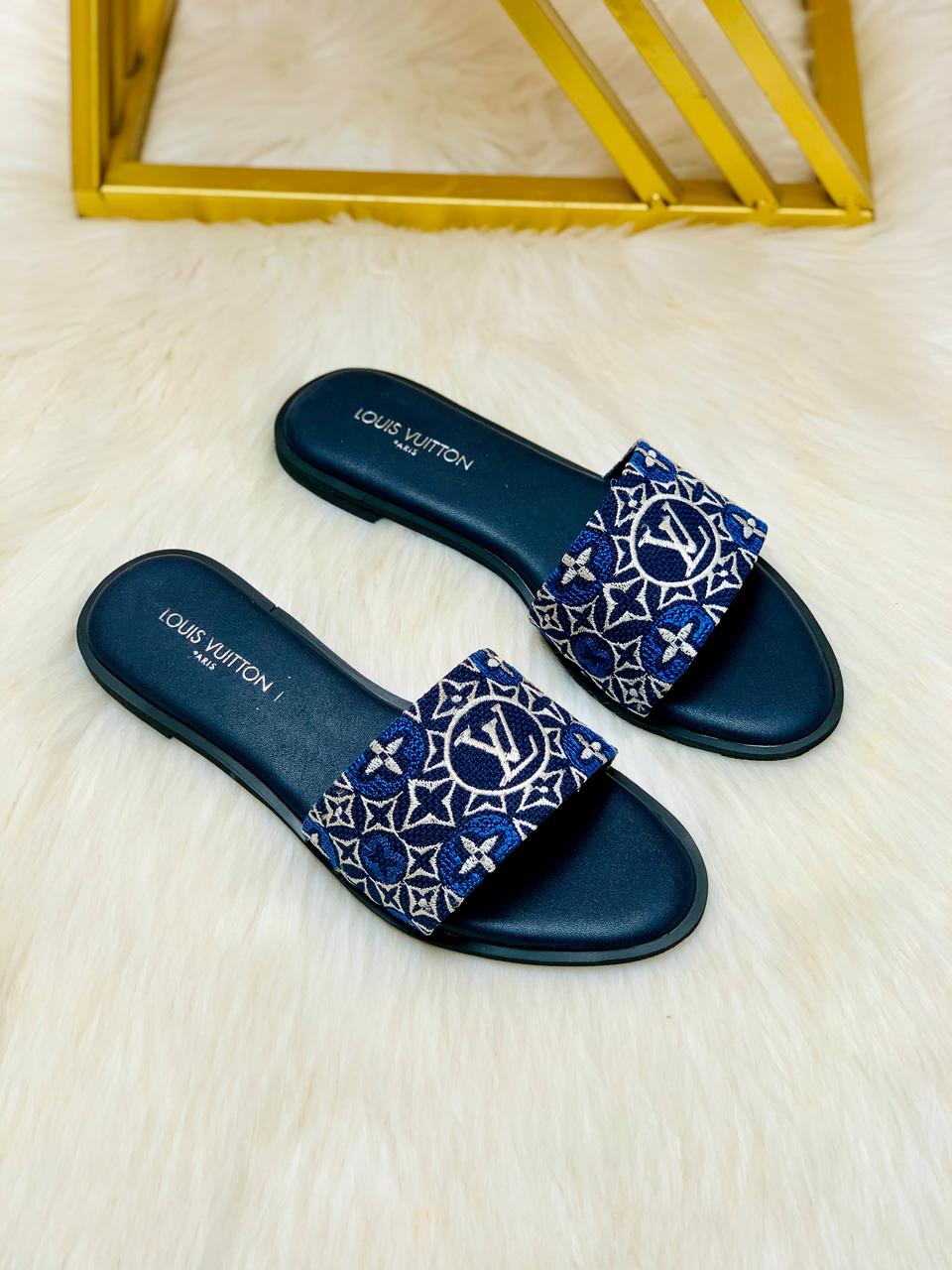 LV EMBROIDERY FLAT SLIPPERS