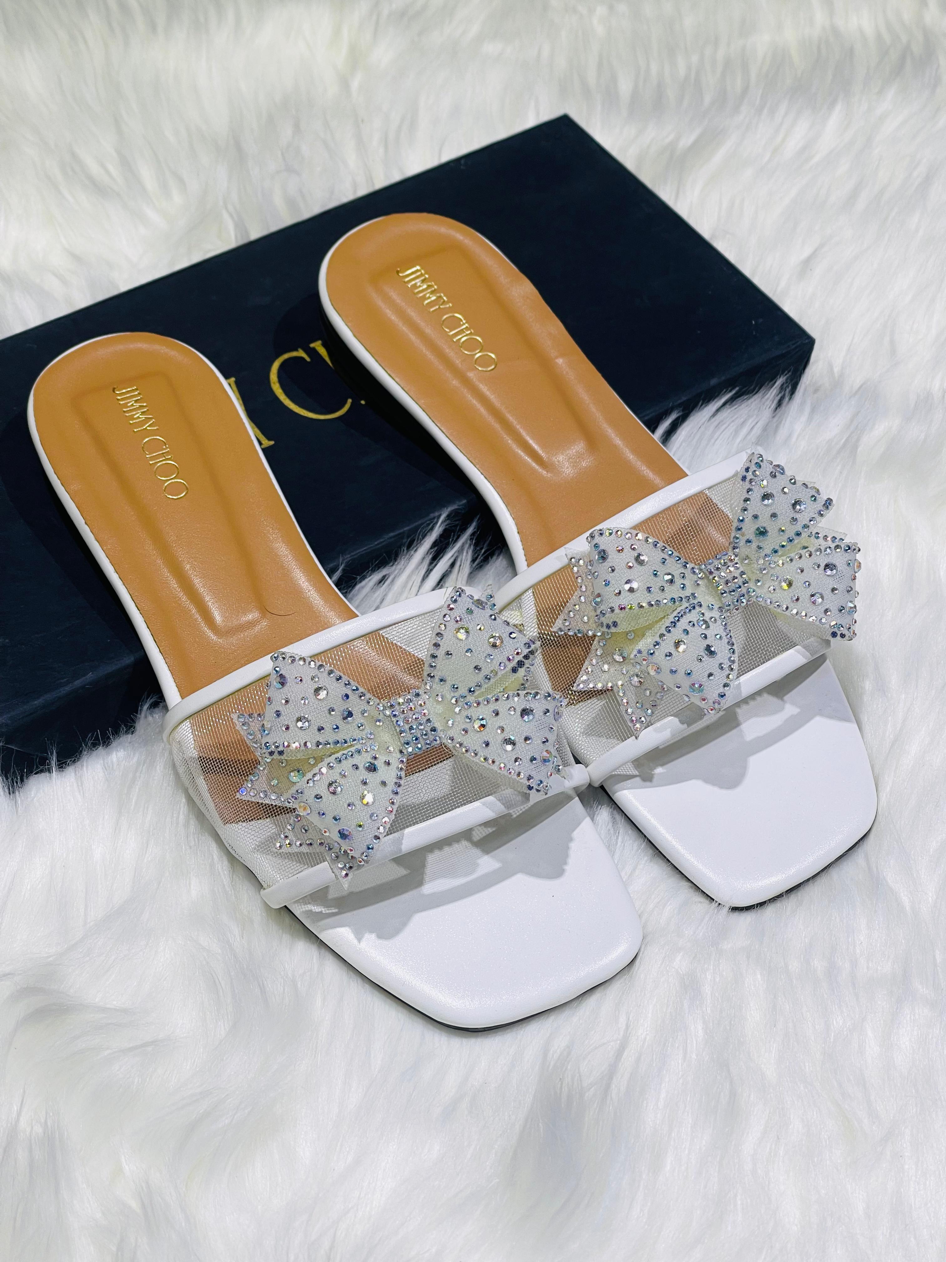 JIMMY CHOO BOW NET FLATS