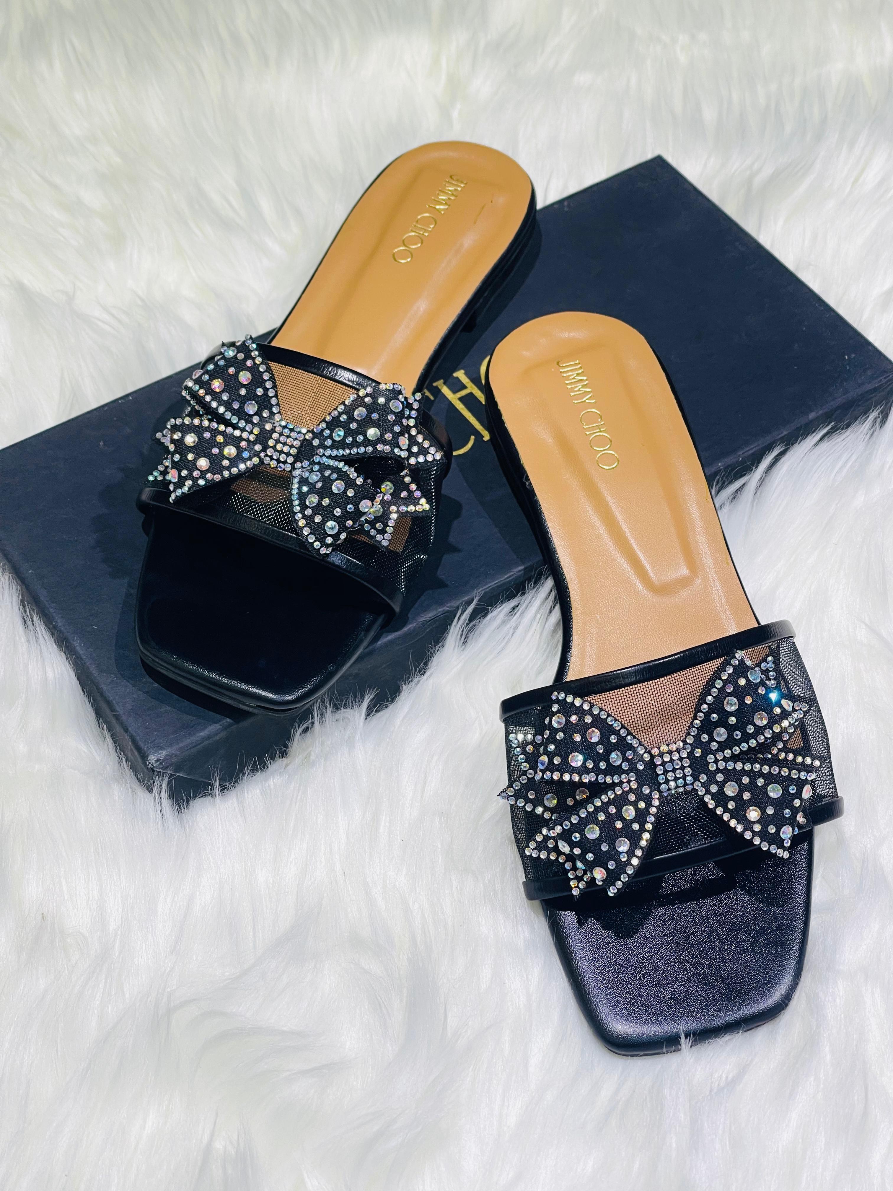 JIMMY CHOO BOW NET FLATS