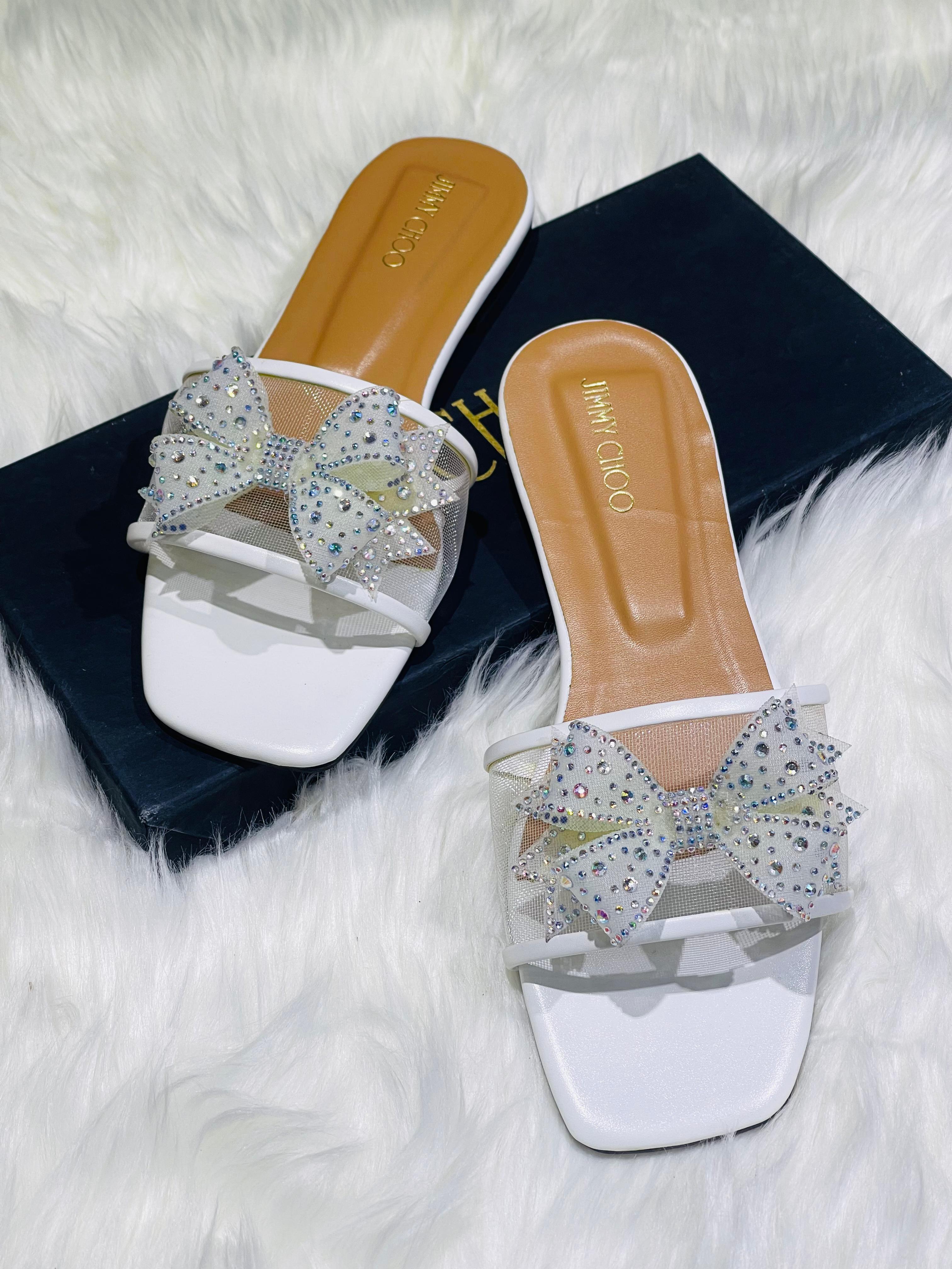 JIMMY CHOO BOW NET FLATS