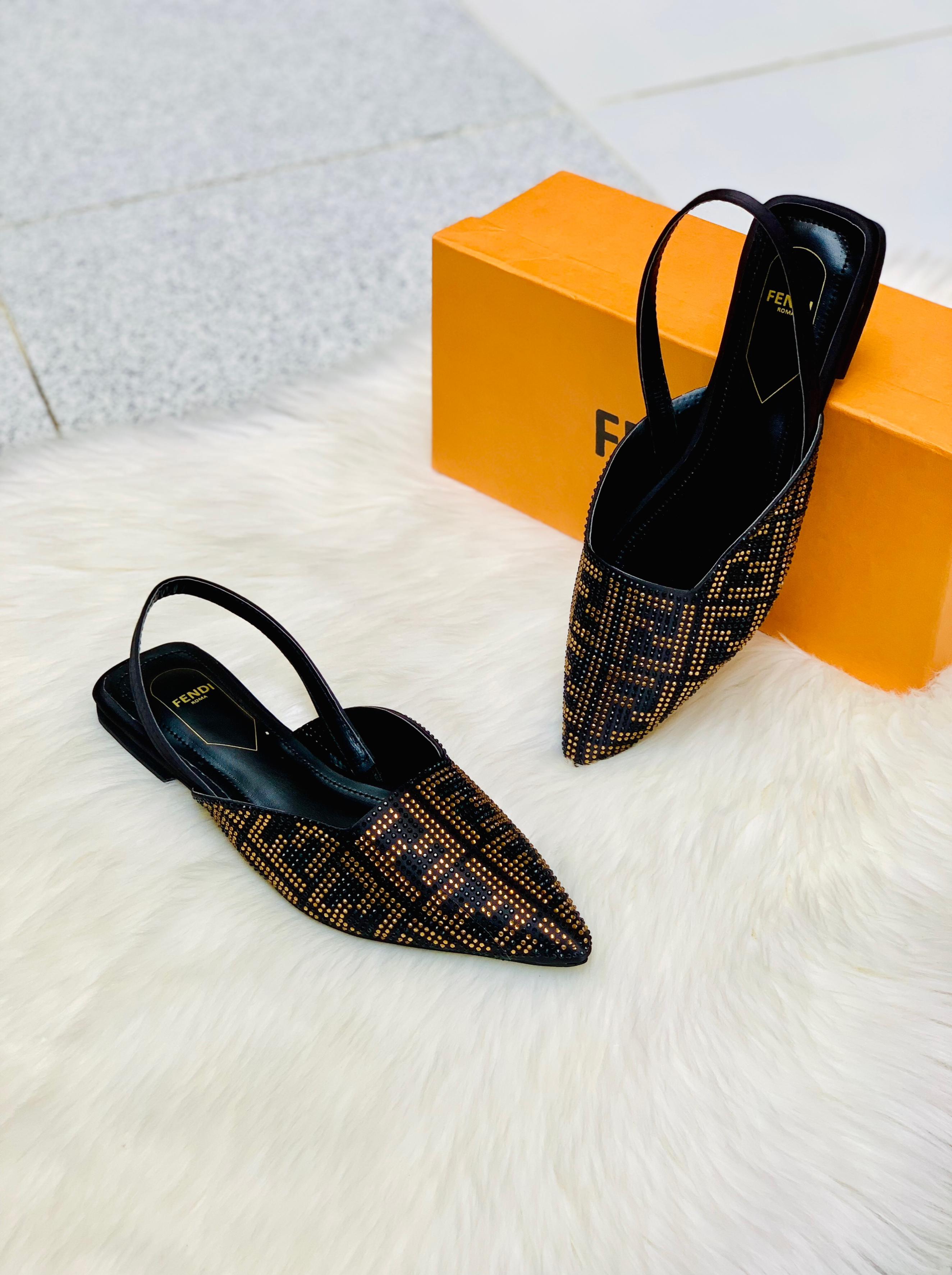 FENDI STONE FLAT PUMPS