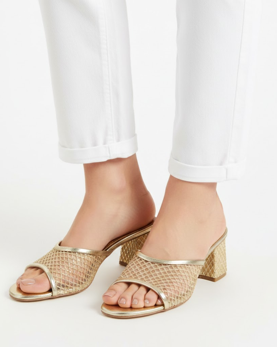 Fioure Luxury Textured Block Heel Mules