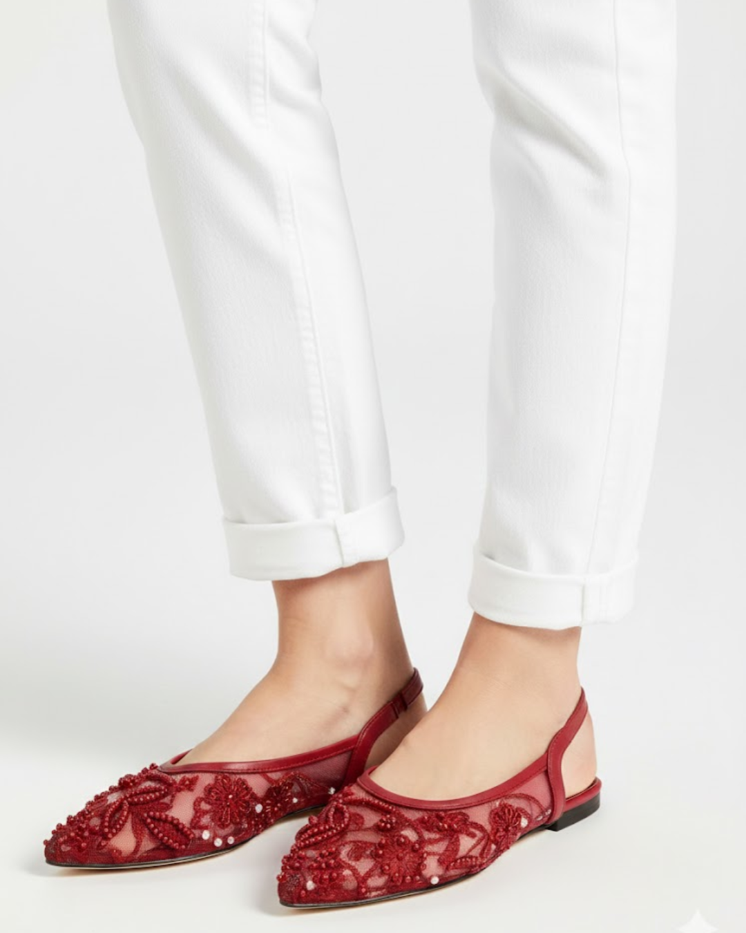 Fioure Luxury Embellished Mesh Slingback Flats