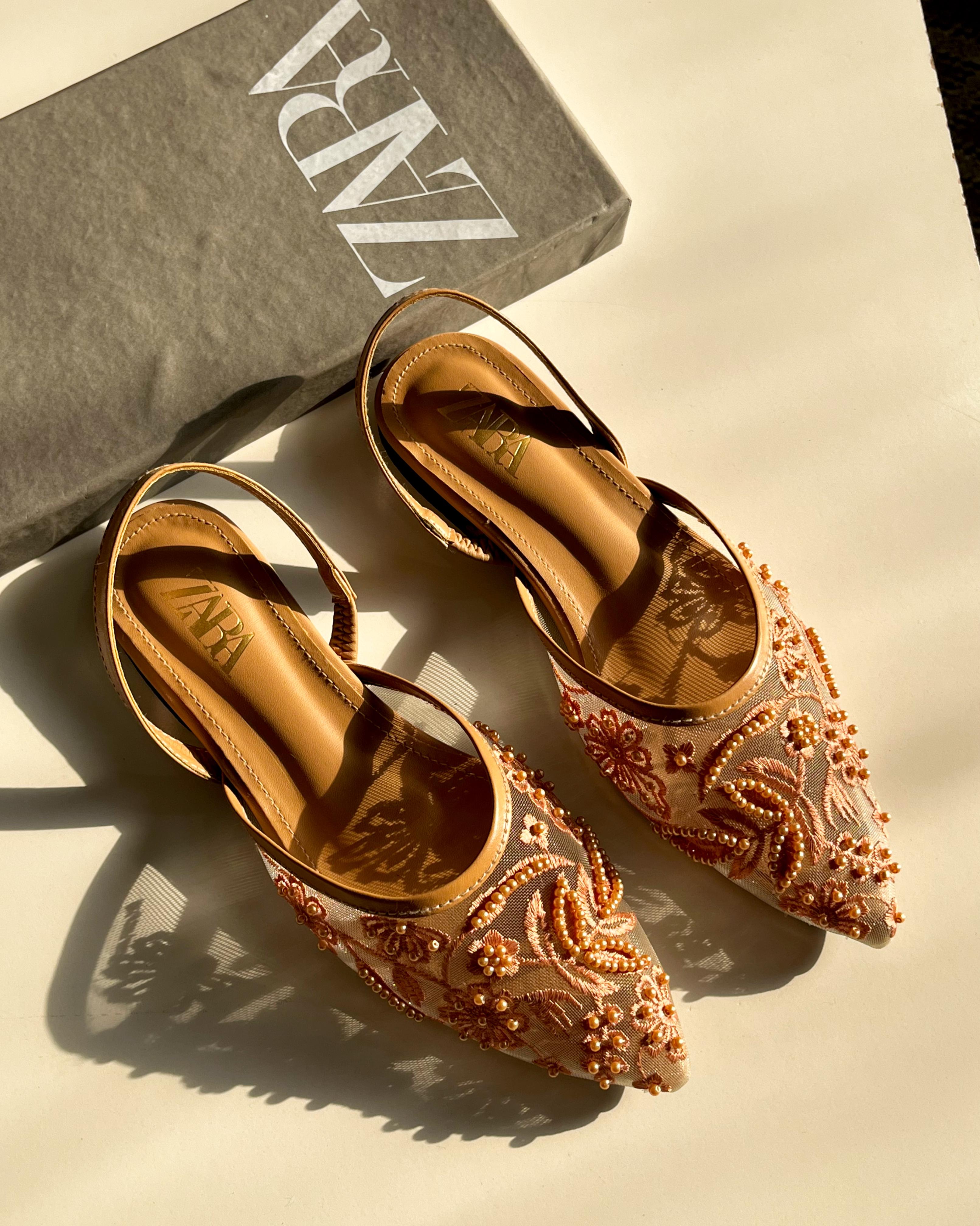 Fioure Luxury Embellished Mesh Slingback Flats