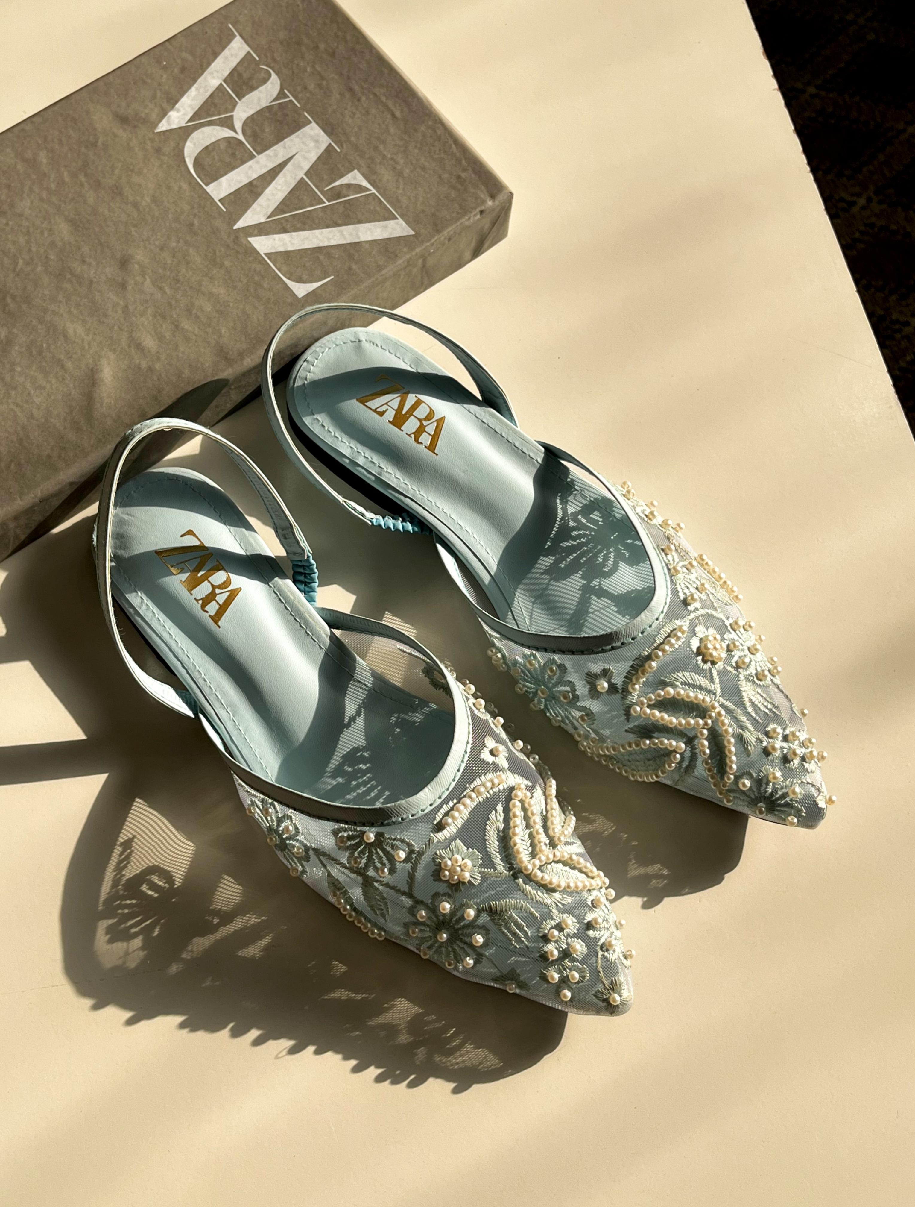 Fioure Luxury Embellished Mesh Slingback Flats