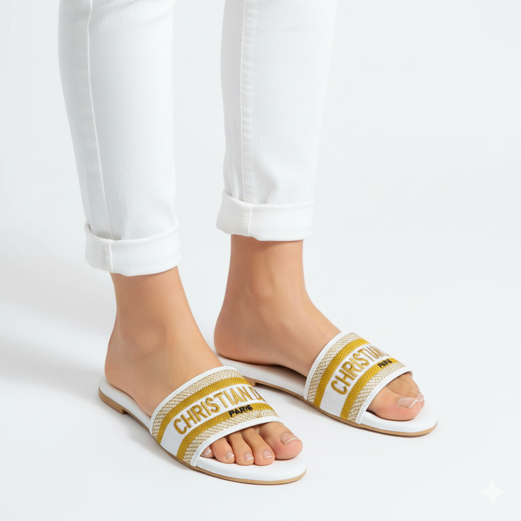 CHRISTIAN DIOR EMBROIDERY SLIPPERS