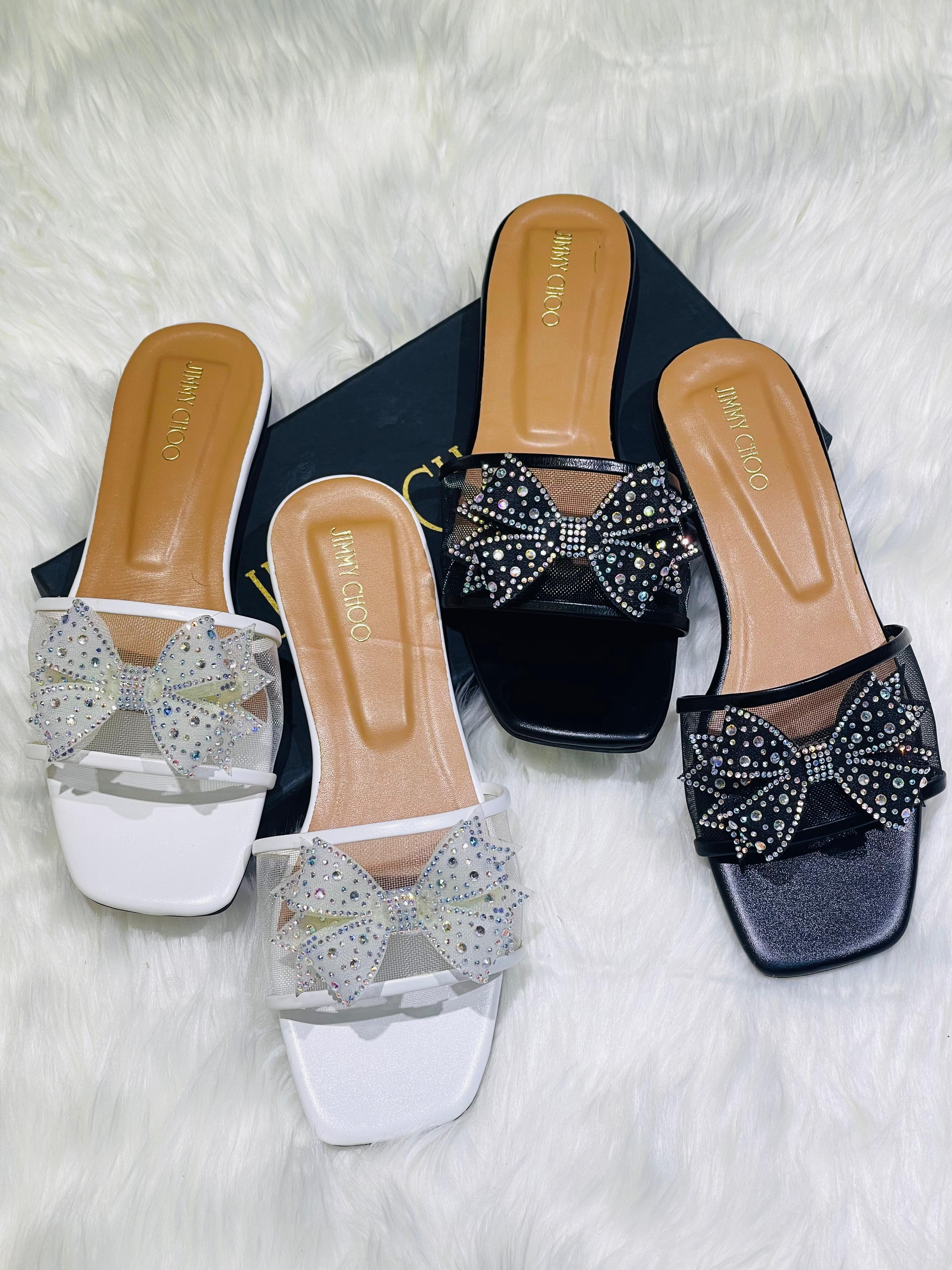 JIMMY CHOO BOW NET FLATS