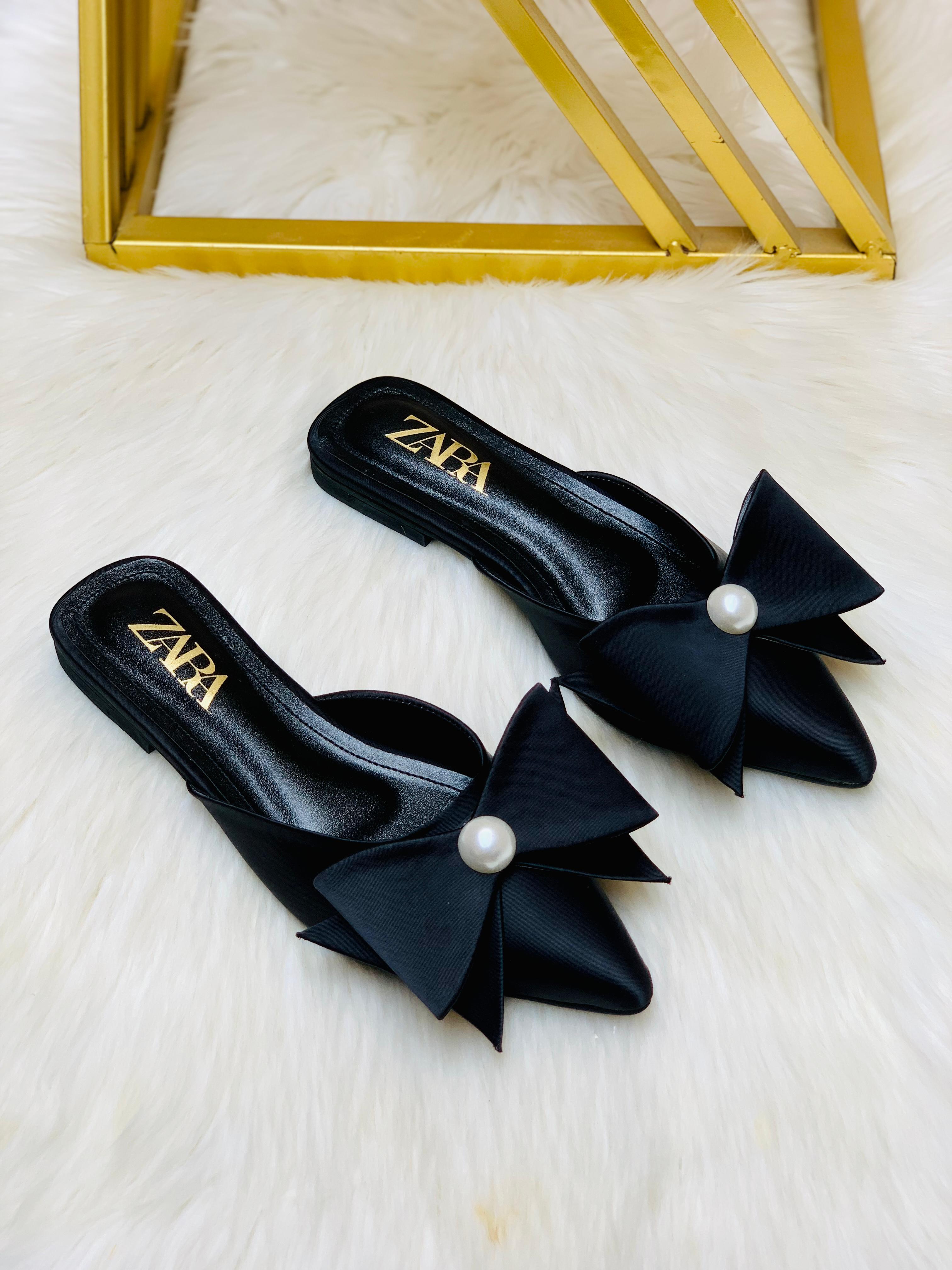 ZARA PEARL BOW FLATS