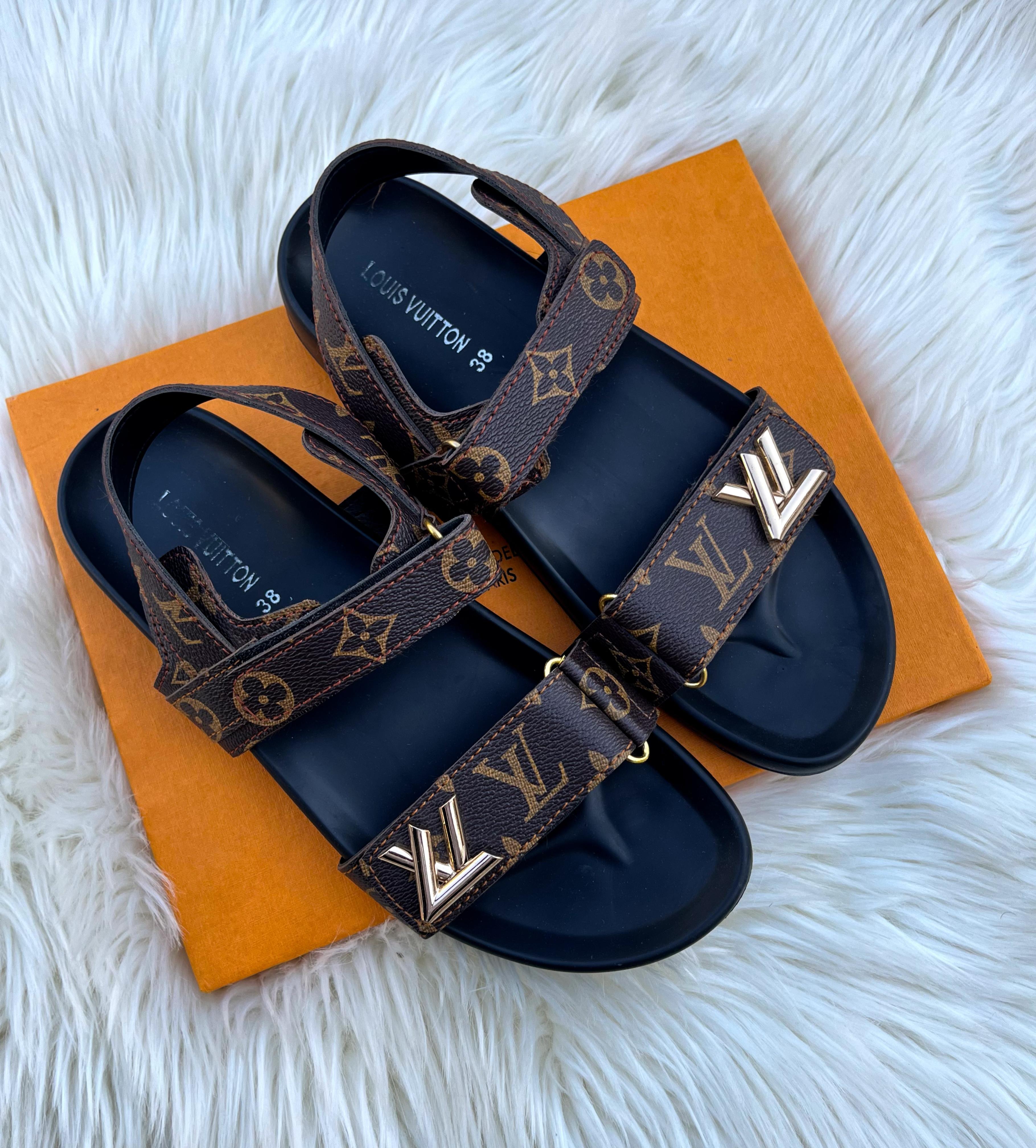 Fioure Luxury Monogram Strap Flat Sandals