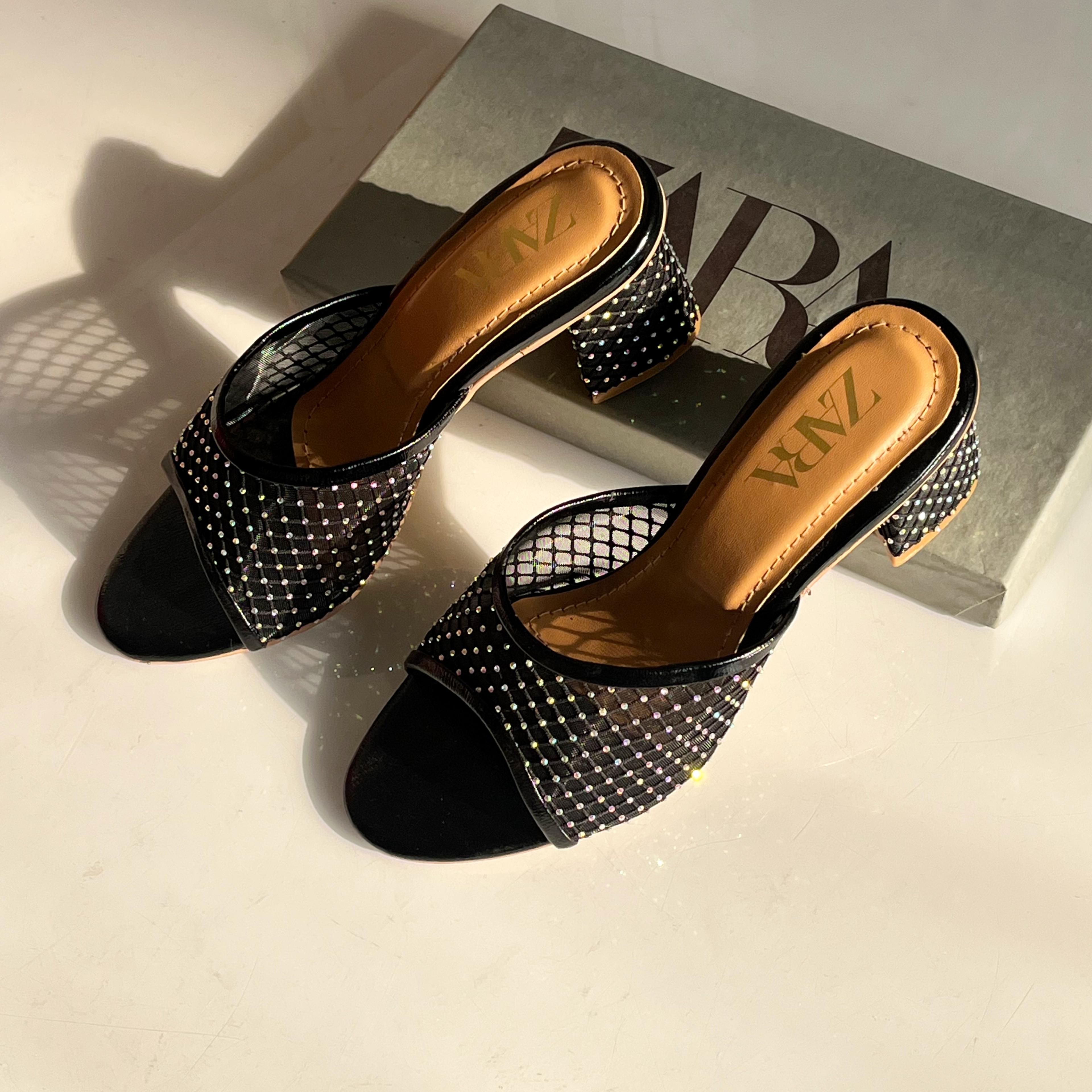 Fioure Luxury Textured Block Heel Mules